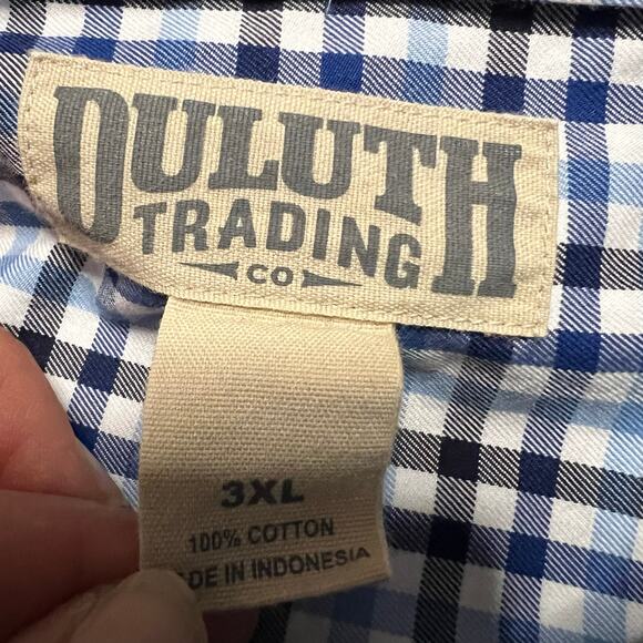 Duluth Trading WrinkleFighter Shirt Mens 3XL Plaid Blue Long Sleeve - Picture 4 of 7